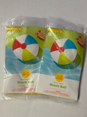 2x Sun Squad Inflatable Classic Beach Ball PVC 14" New In Package